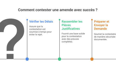 Étapes pour une lettre de contestation réussie : vérifier les délais, rassembler les pièces justificatives, préparer et envoyer la demande.
