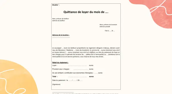 Quittance de loyer, document essentiel pour un justificatif de domicile. Ce modèle de quittance de loyer détaille le montant reçu pour le mois.