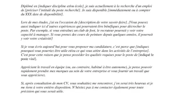 Une lettre de motivation enseignant, proposant une candidature spontanée pour un poste. Elle détaille les compétences et l'expérience du candidat.
