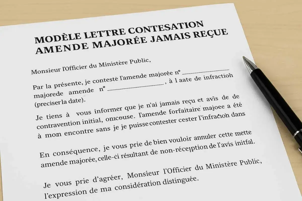 Modèle lettre contestation amende majorée jamais reçue. Ce document est un modèle de lettre pour contester une amende impayée.