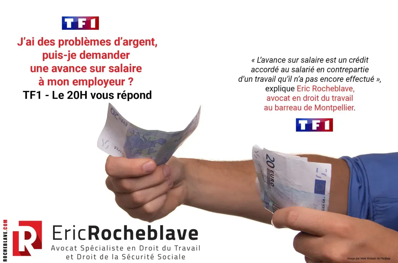 Main d'un homme tenant des billets d'euros, illustrant une demande d'acompte sur salaire. TF1 et Eric Rocheblave, avocat, expliquent.