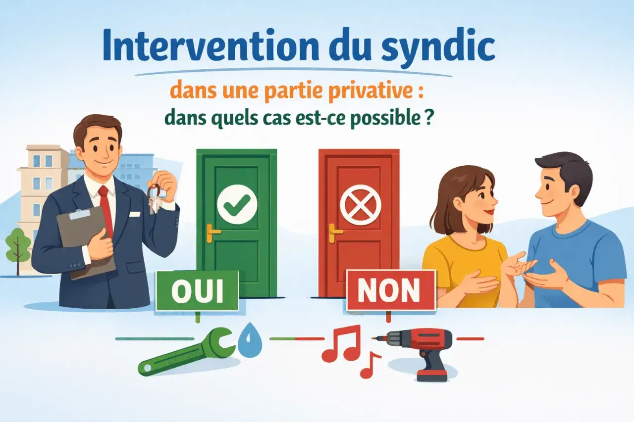 Un syndic peut intervenir dans une partie privative pour signaler un problème. Une porte verte