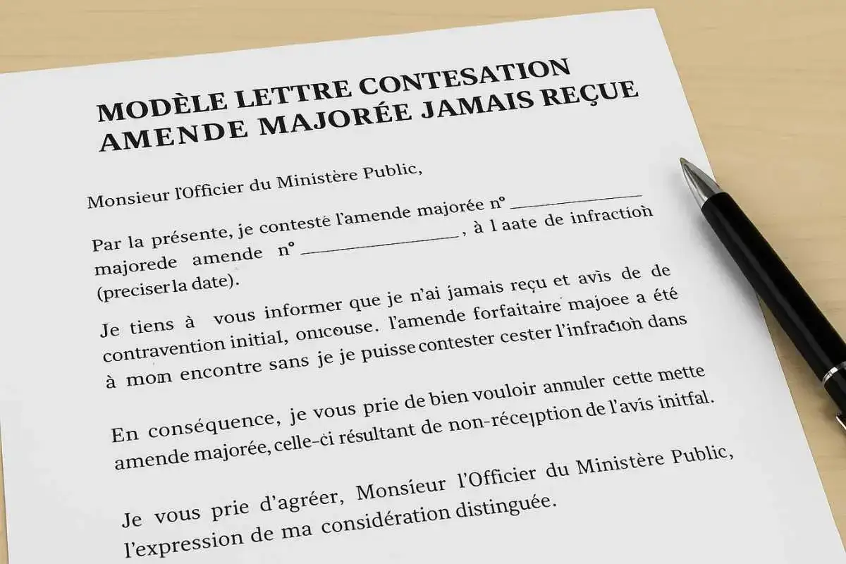 Mod&egrave;le lettre contestation amende major&eacute;e jamais re&ccedil;ue. Un document pour contester une amende major&eacute;e non re&ccedil;ue.