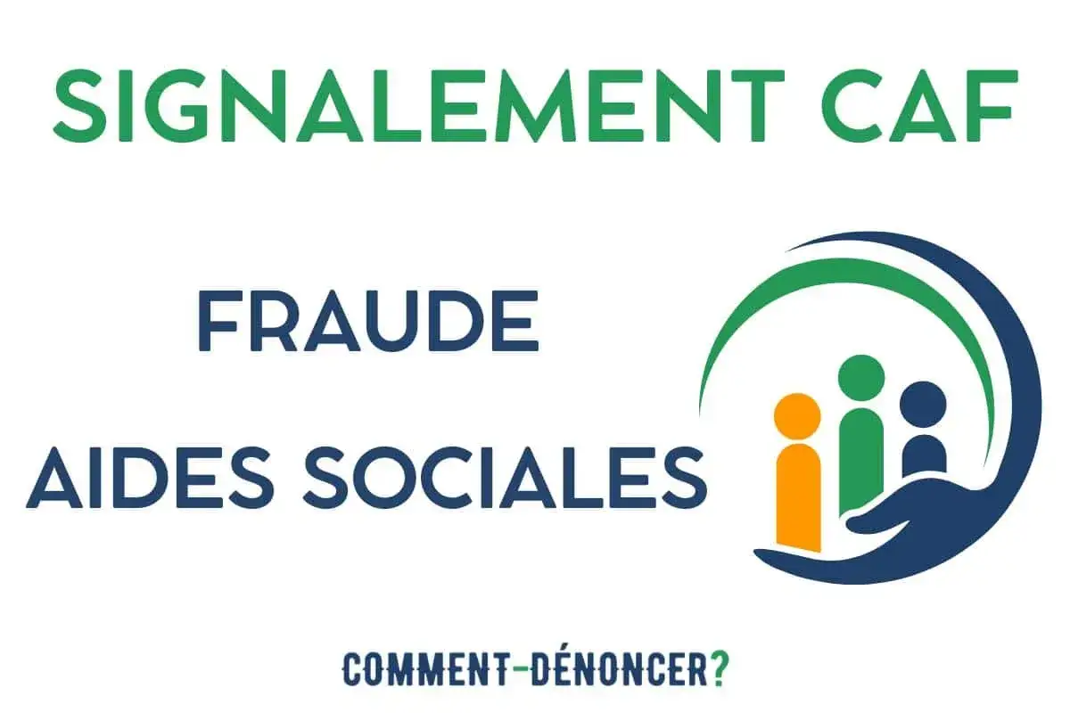 Signalement CAF : fraude aux aides sociales. Comment signaler ? L'image montre un logo stylis&eacute; avec des silhouettes de personnes sous une main protectrice, symbolisant la protection sociale.
