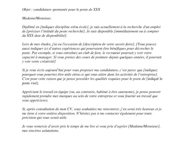 Une lettre de motivation enseignant, proposant une candidature spontanée pour un poste. Elle détaille les compétences et l'expérience du candidat.
